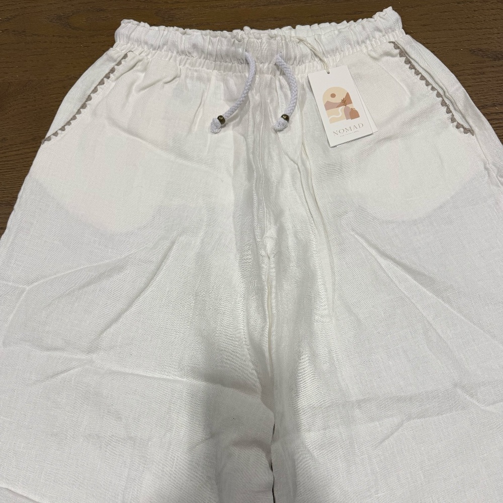 Nomad The Label Linen Palazzo Drawstring Pants